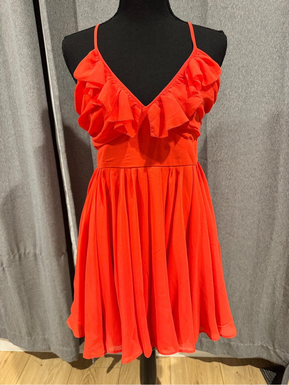 Lulu's Vibrant Orange Mini Dress with Ruffle Detail